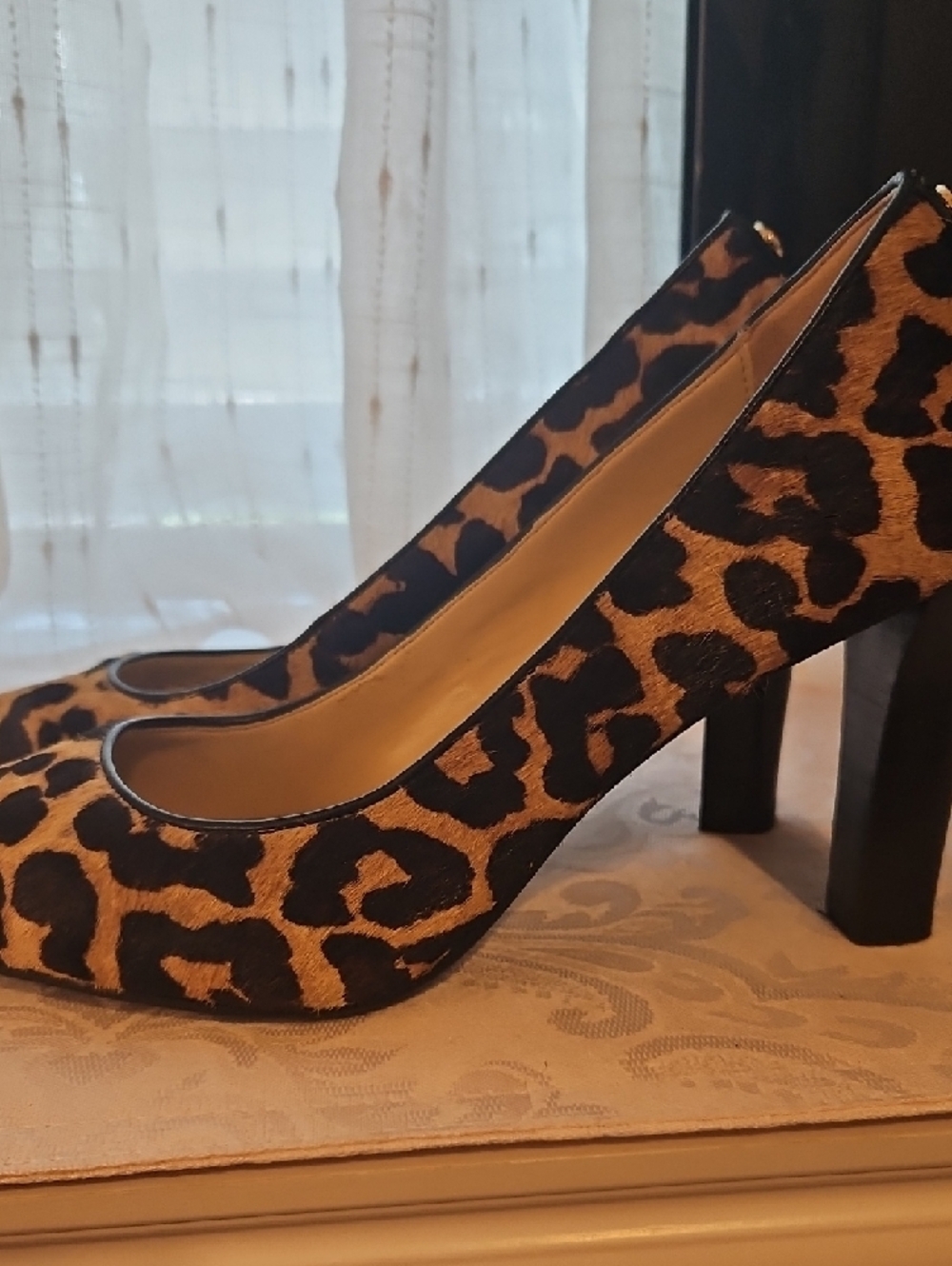 Michael Kors Leopard-Print Pointed Toe Pumps - Tan/Black - Picture 3 of 5